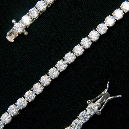 BRACELET TENNIS PLAQUE OR BLANC 4MM