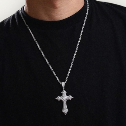 925 Silver Cross Pendant with large diamonds