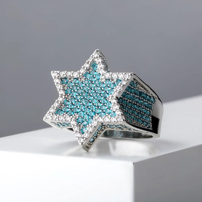 Bague étoile bleue glacée