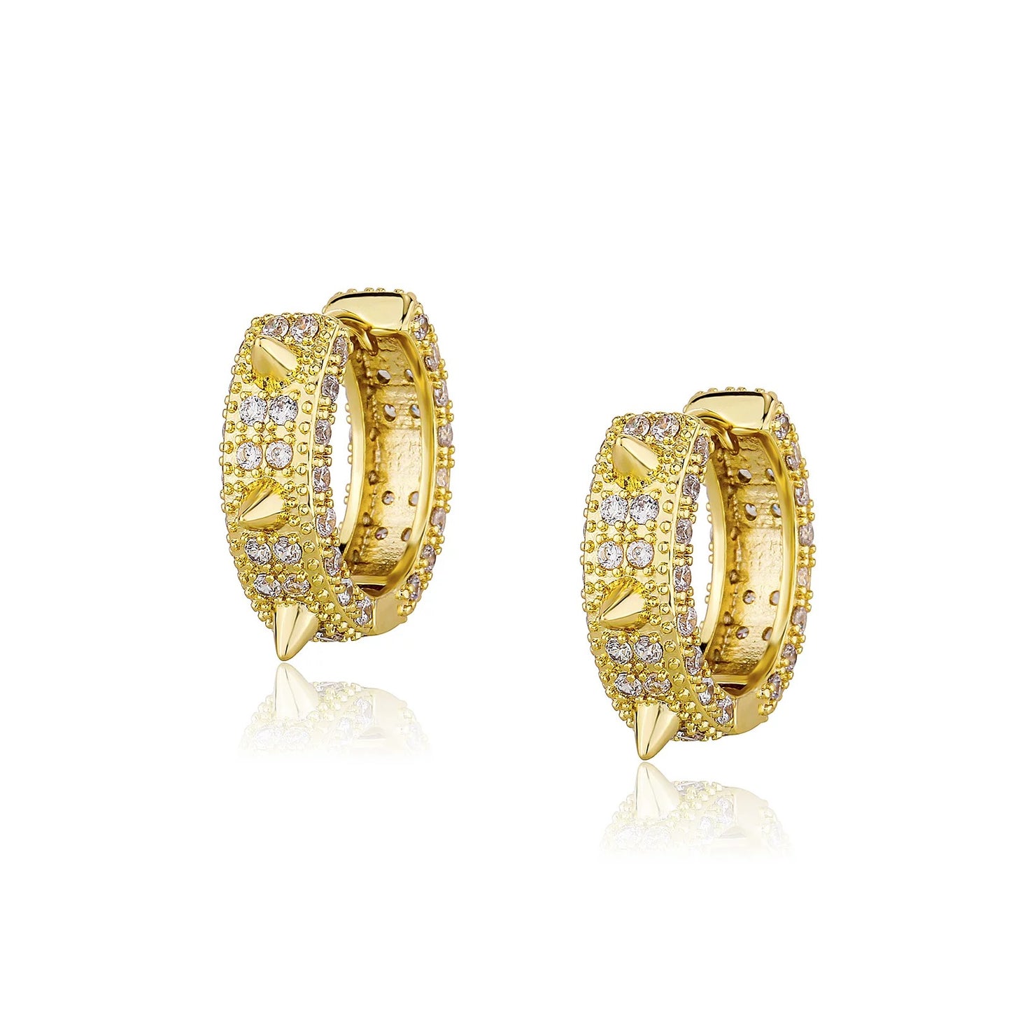 Boucles d'Oreilles Spike Glacé Plaqué Or