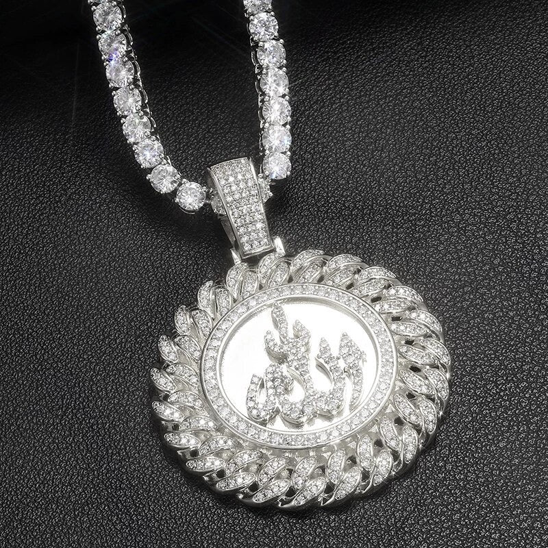 Zilveren Moissanite Diamanten Allah Cuban Medallion