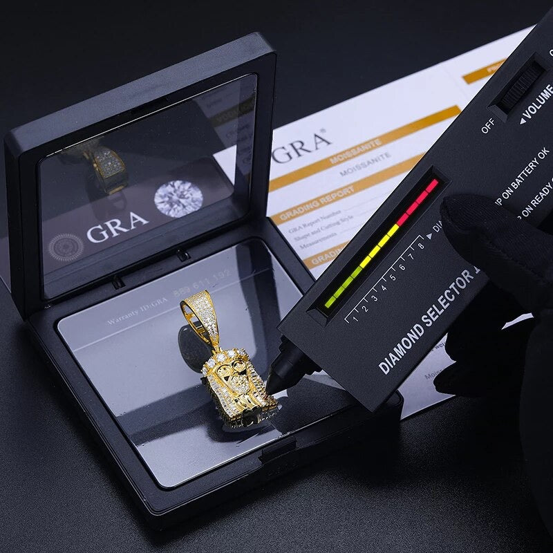 Zilveren Moissanite diamanten Jezus hanger