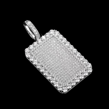 Silver Moissanite Diamond Dog Tag