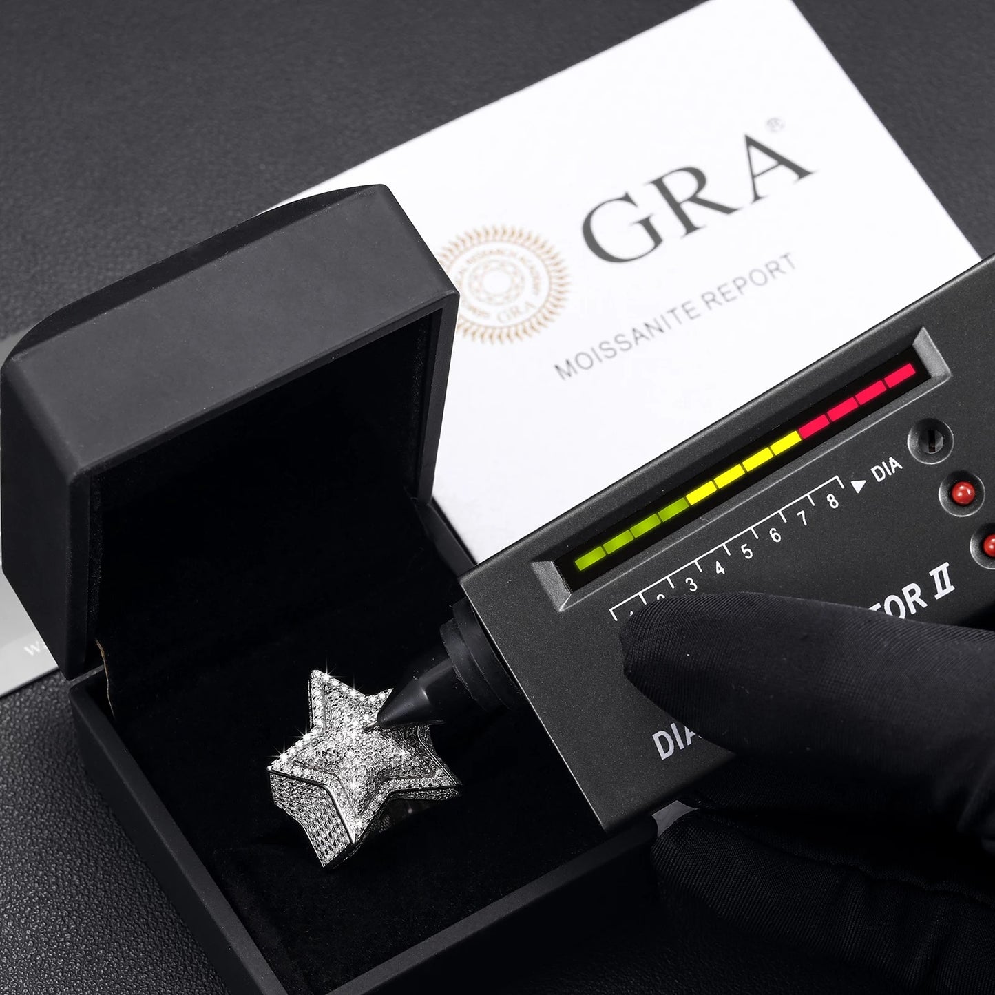 Bague étoile en argent et diamant Moissanite