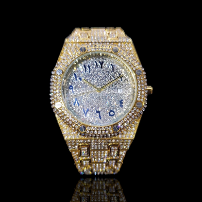 Royal Majestic 42mm Arabic – Fully Iced Gold-Plated Watch