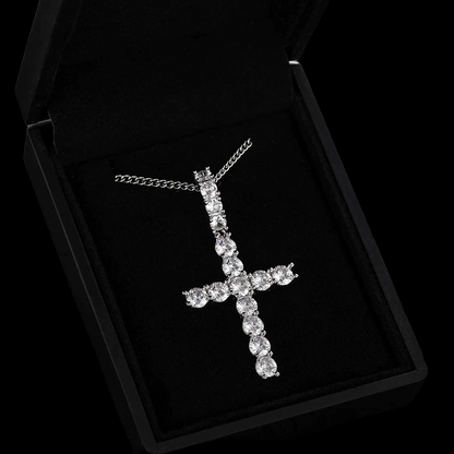 Pendentif croix diamant moissanite argent
