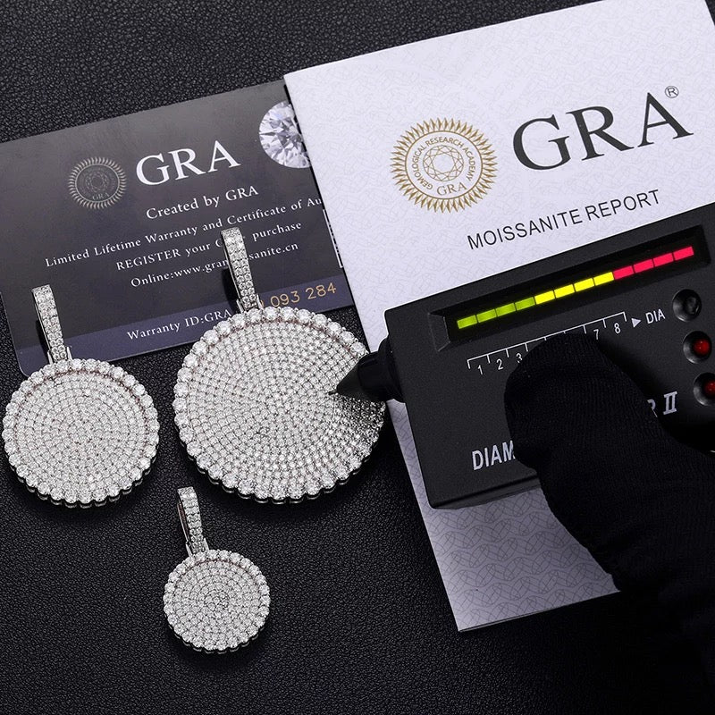 Pendentif Médaillon Argent Moissanite Diamant