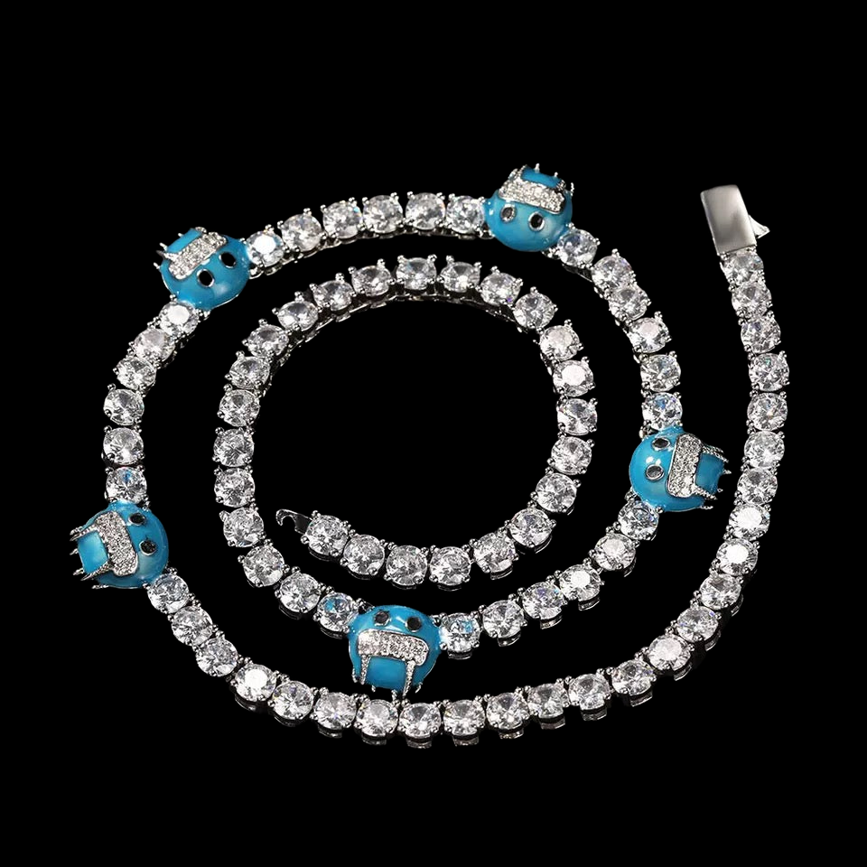 COLLIER TENNIS EMOJI VISAGE FROID
