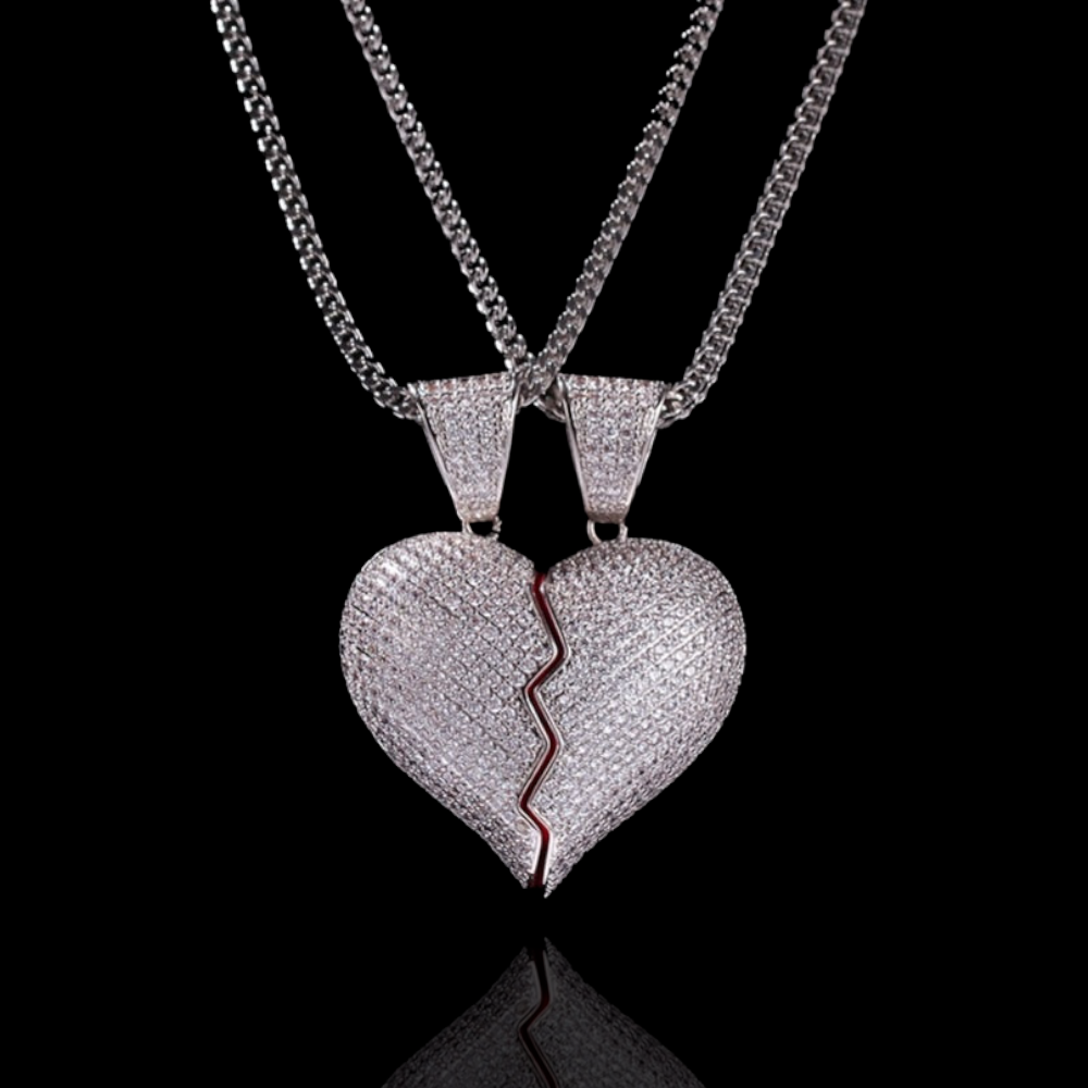 Ensemble deux pièces pendentif coeur brisé