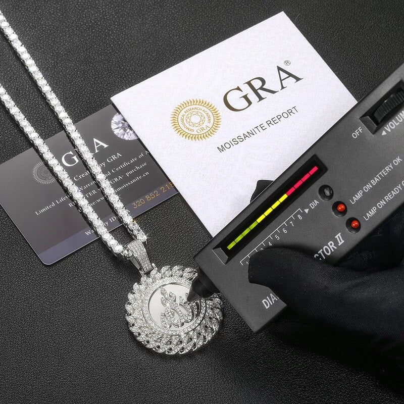 Argent Moissanite Diamonds Allah Médaillon Cubain