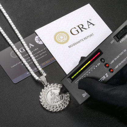 Argent Moissanite Diamonds Allah Médaillon Cubain