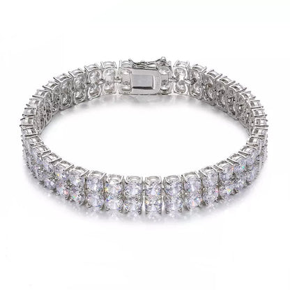 Bracelet Tennis Diamant Moissanite Argent Double Rang 8mm