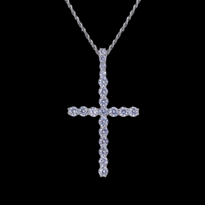 Pendentif croix de tennis glacé