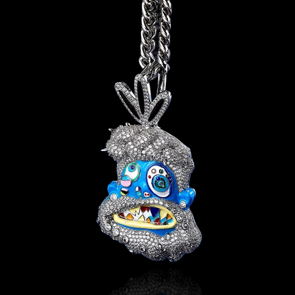Drippy blue face pendentif jésus 