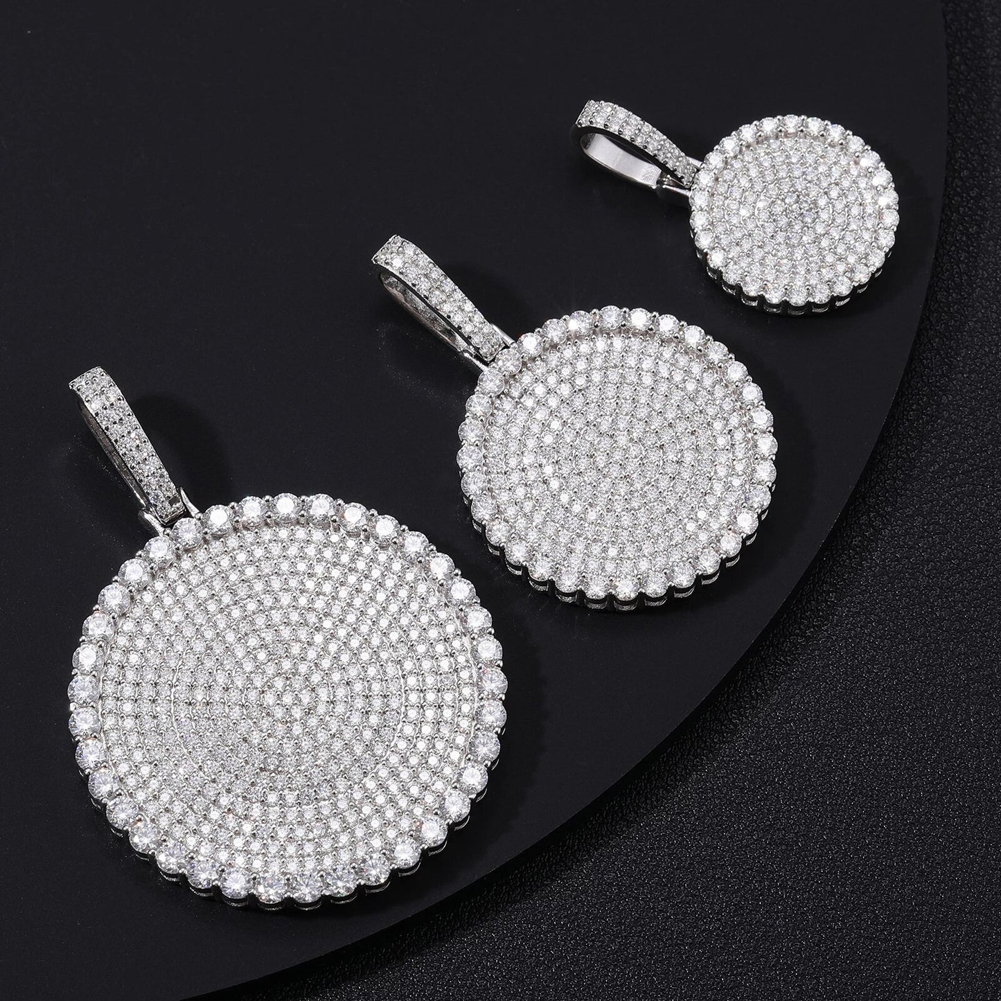 Pendentif Médaillon Argent Moissanite Diamant