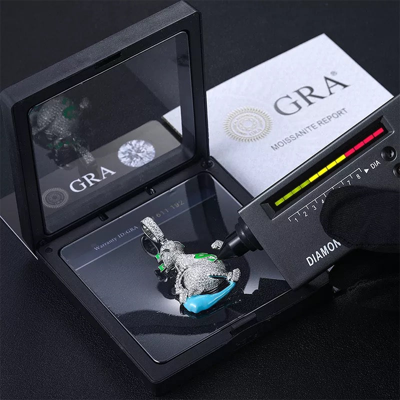 Silver Glow in the dark Moissanite Diamond Running Money Bag