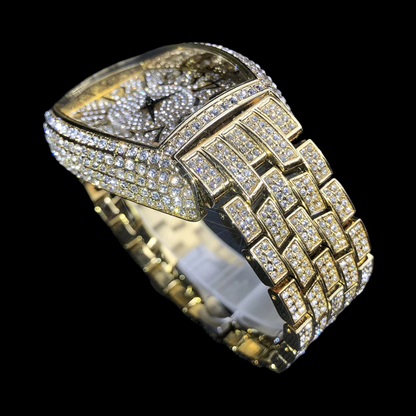Montre Crazy Hours Diamant Plaqué Or