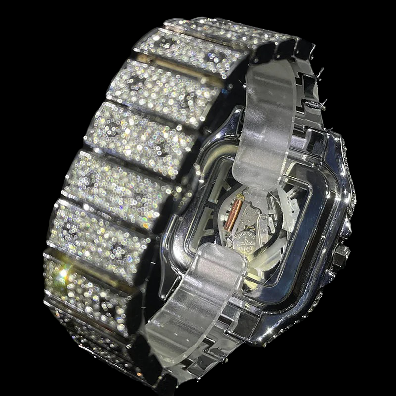 Montre King Square Skeleton Fully Iced Out