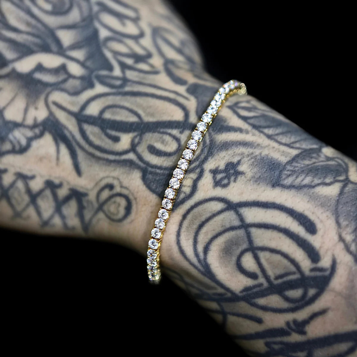 BRACELET TENNIS PLAQUE OR 3MM