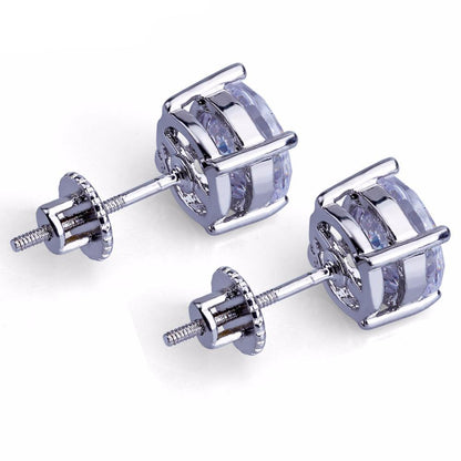 8mm Silveplated CZ Oorbellen - ICED OUT