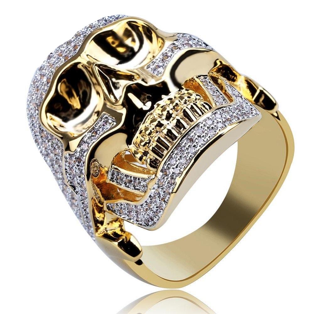 Iced Out Biker Skull Ring - ICED OUT