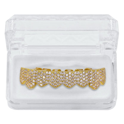 8/8 Premium Gold plated Iced Out Grillz Set