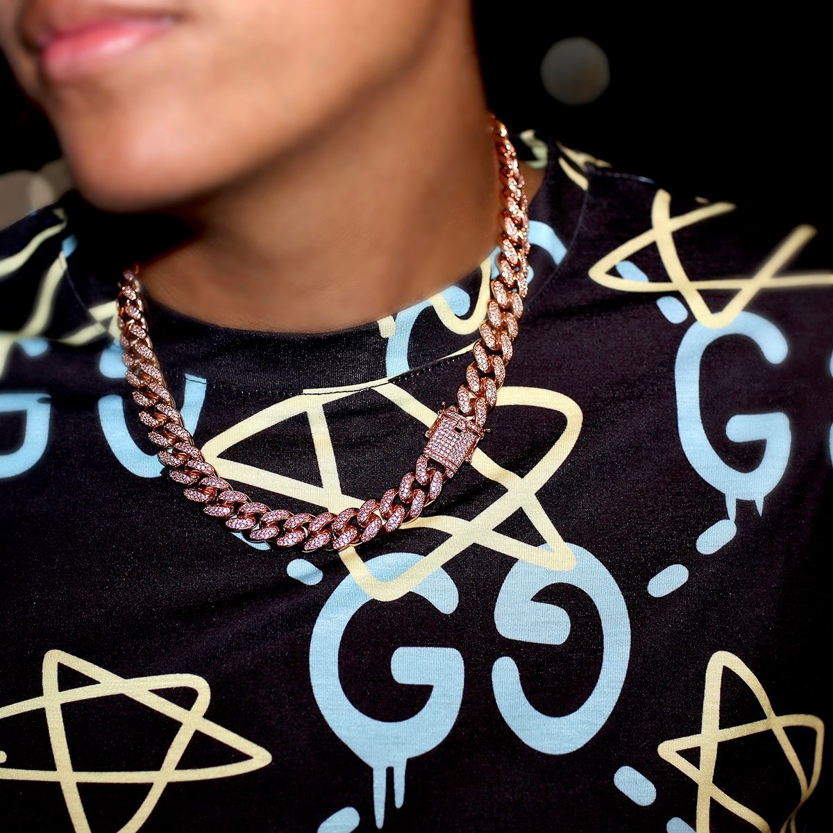 12mm Rose Diamond Miami Cuban Necklace