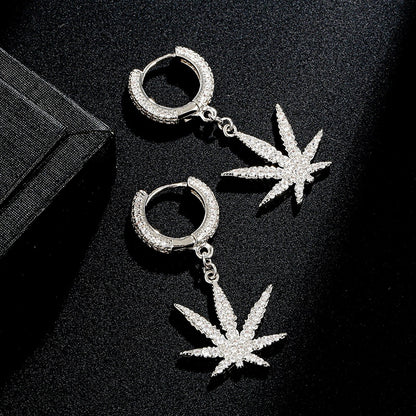 Iced Out Hemp Leaf Earrings