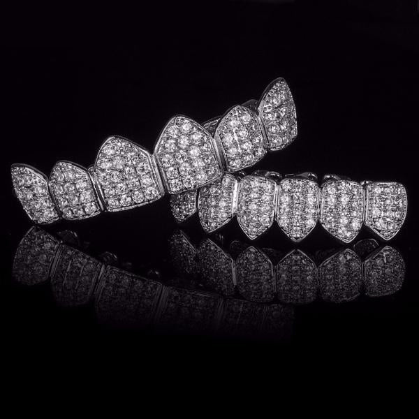 Silverplated Royal Diamond Grillz Set